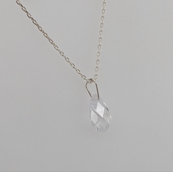 Sterling Silver Chain w/ Pear Shaped CZ Pendant - Picture 3 of 6